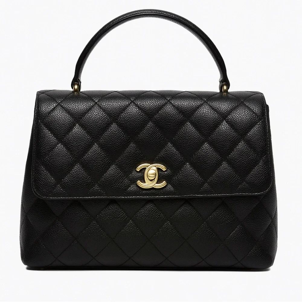 Vintage Chanel Kelly Flap Bag Black Caviar Gold Hardware - Picture 1 of 11
